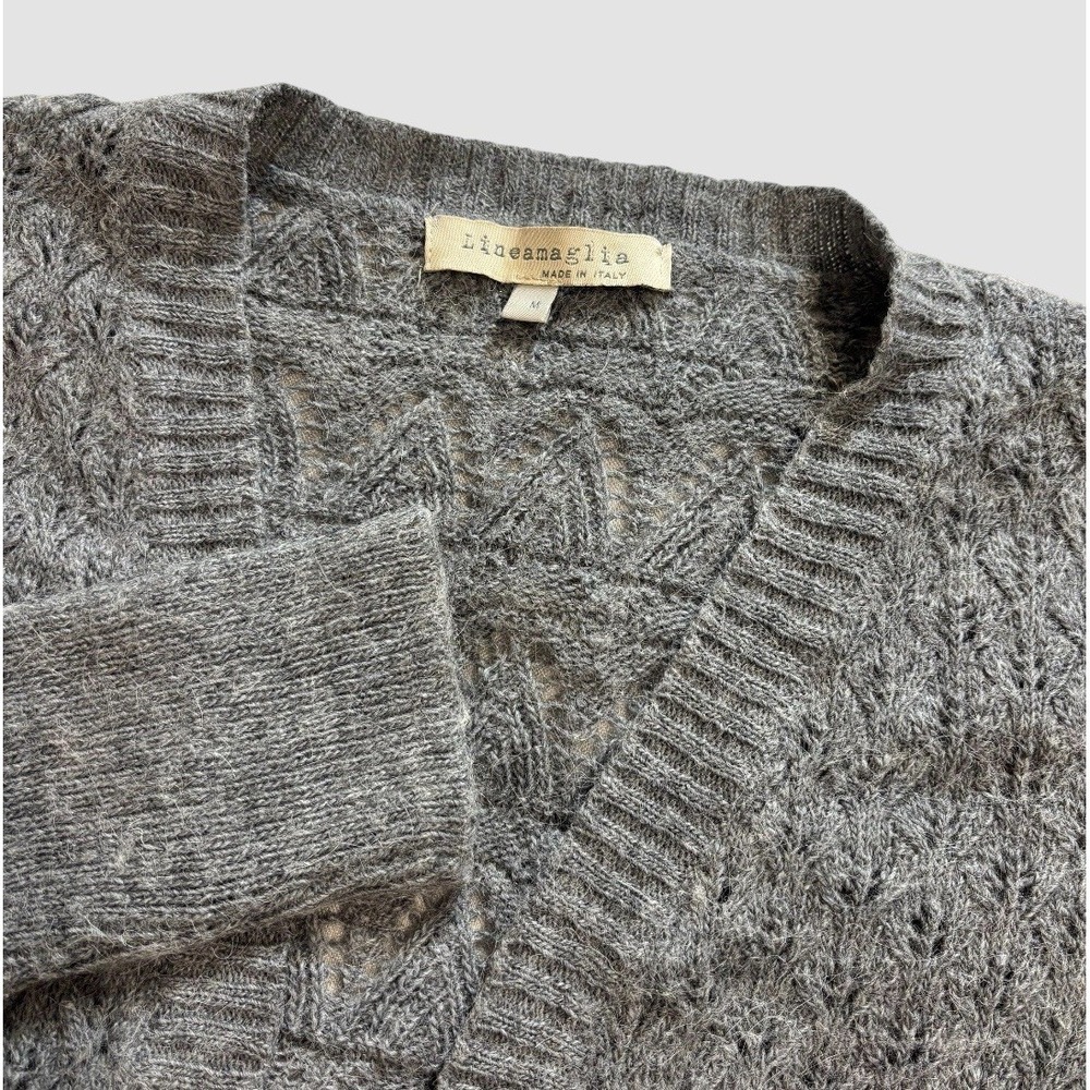 Lineamaglia‎ Size M Open Front Cardigan Made In Italy Alpaca Wool Blend Layer